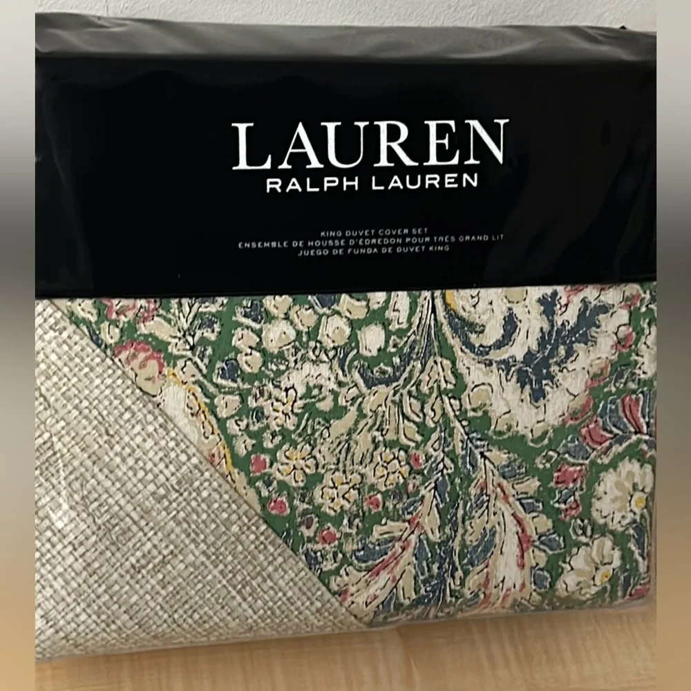 Lauren King Allie Paisley Green Duvet Cover 3 Piece Set AND Linen Euro Sham